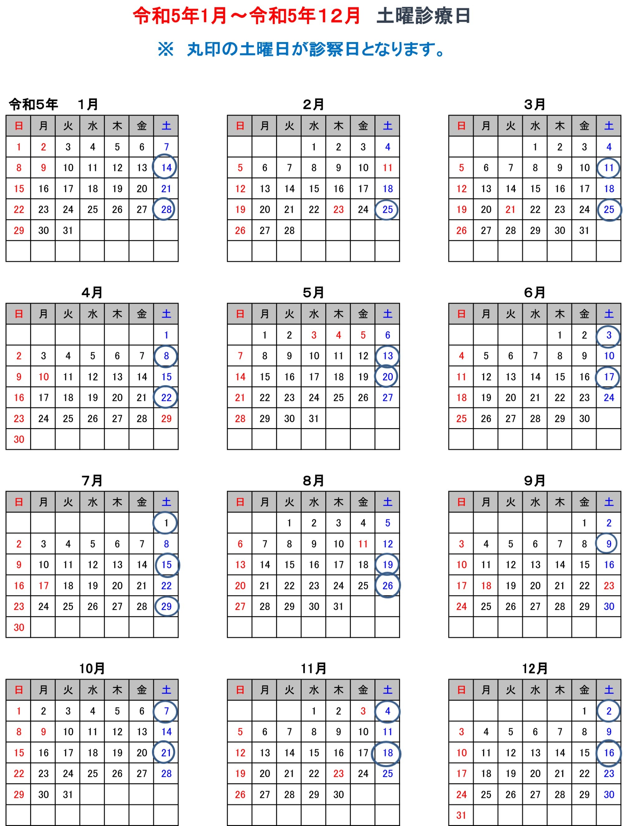 土曜診療日